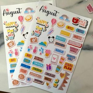Planner stickers, stationary stickers, August stickers, 5 pack planner stickers